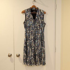 Lagerfeld satin dress blue black white patterned